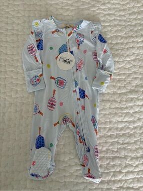NWT Angel Dear/Altar'd State Kids Bamboo Ruffle Pickleball Paddle Footie Pajama